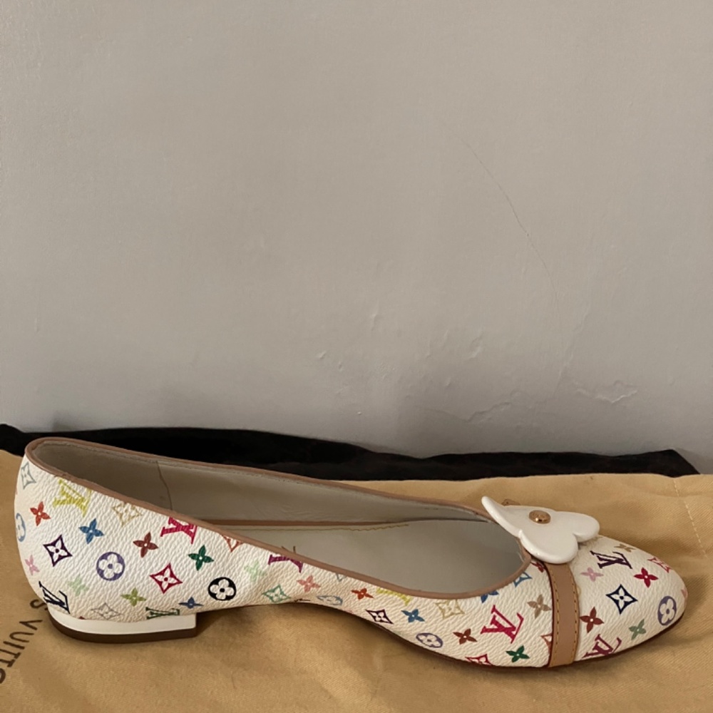 New White Multicolour Monogram LV Murakami flats - Picture 12 of 16